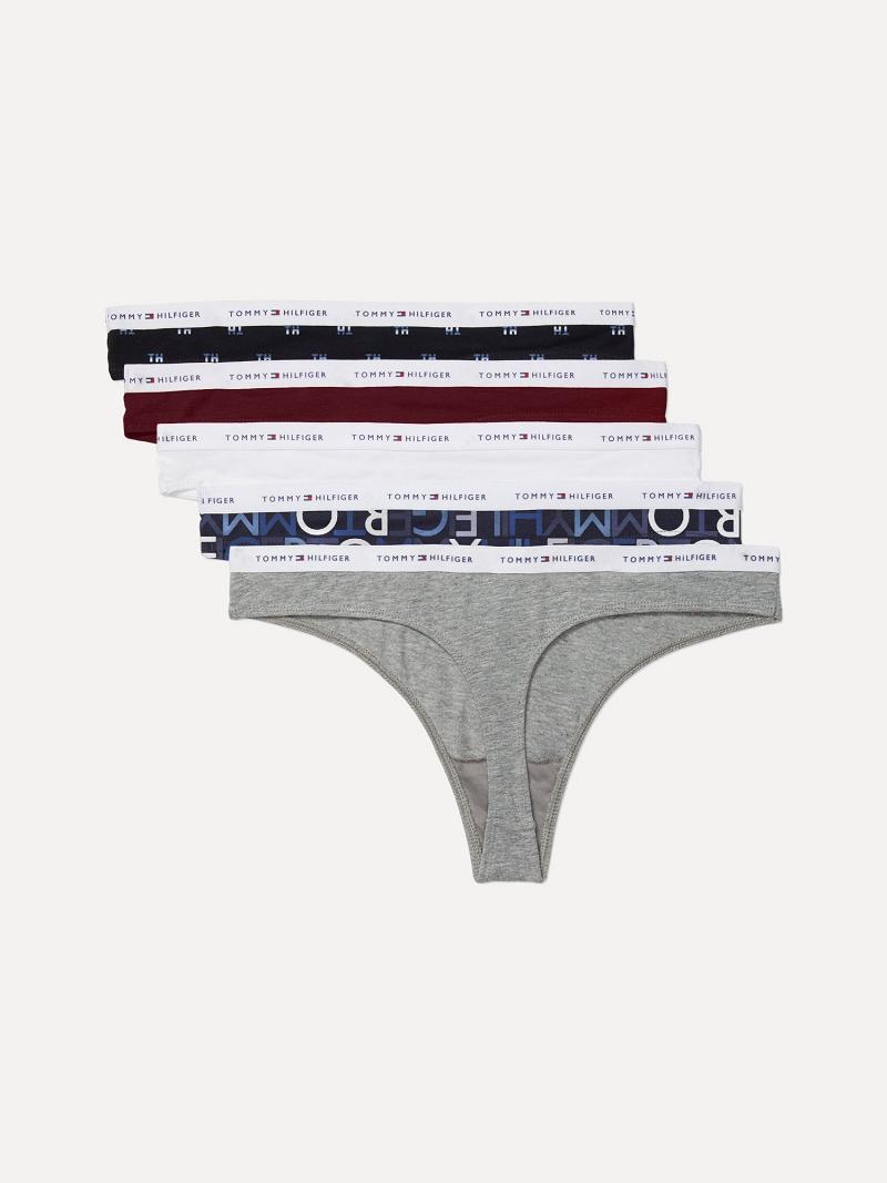 Női Tommy Hilfiger Pamut Classic 5PK Thongs Szürke | HU 564XYU